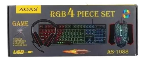 Kit Gamer Rgb 4 Piezas Set Aoas