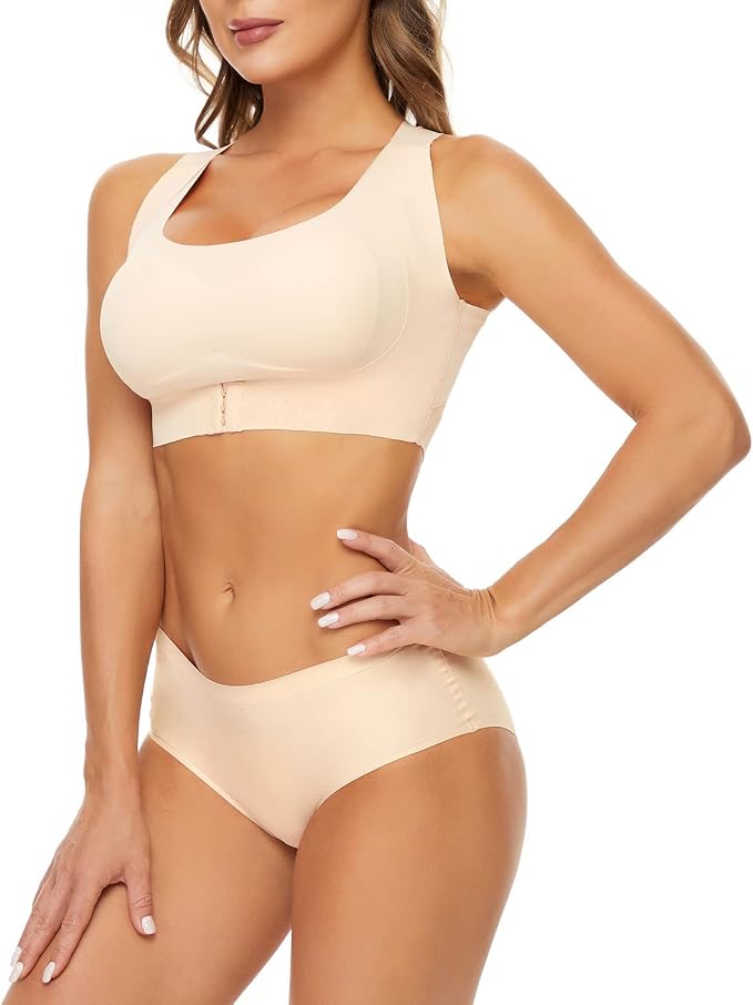 Sujetador de compresión de alto soporte para mujer, para uso diario y ofrece soporte para la espalda, sujetadores para mujer, talla grande, cierre frontal
