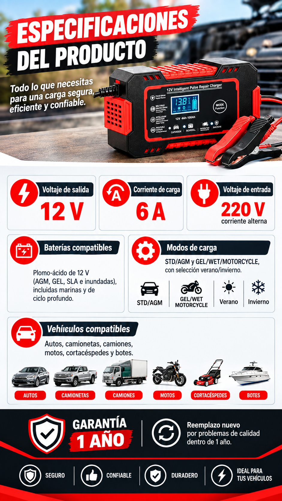Cargador batería 12V