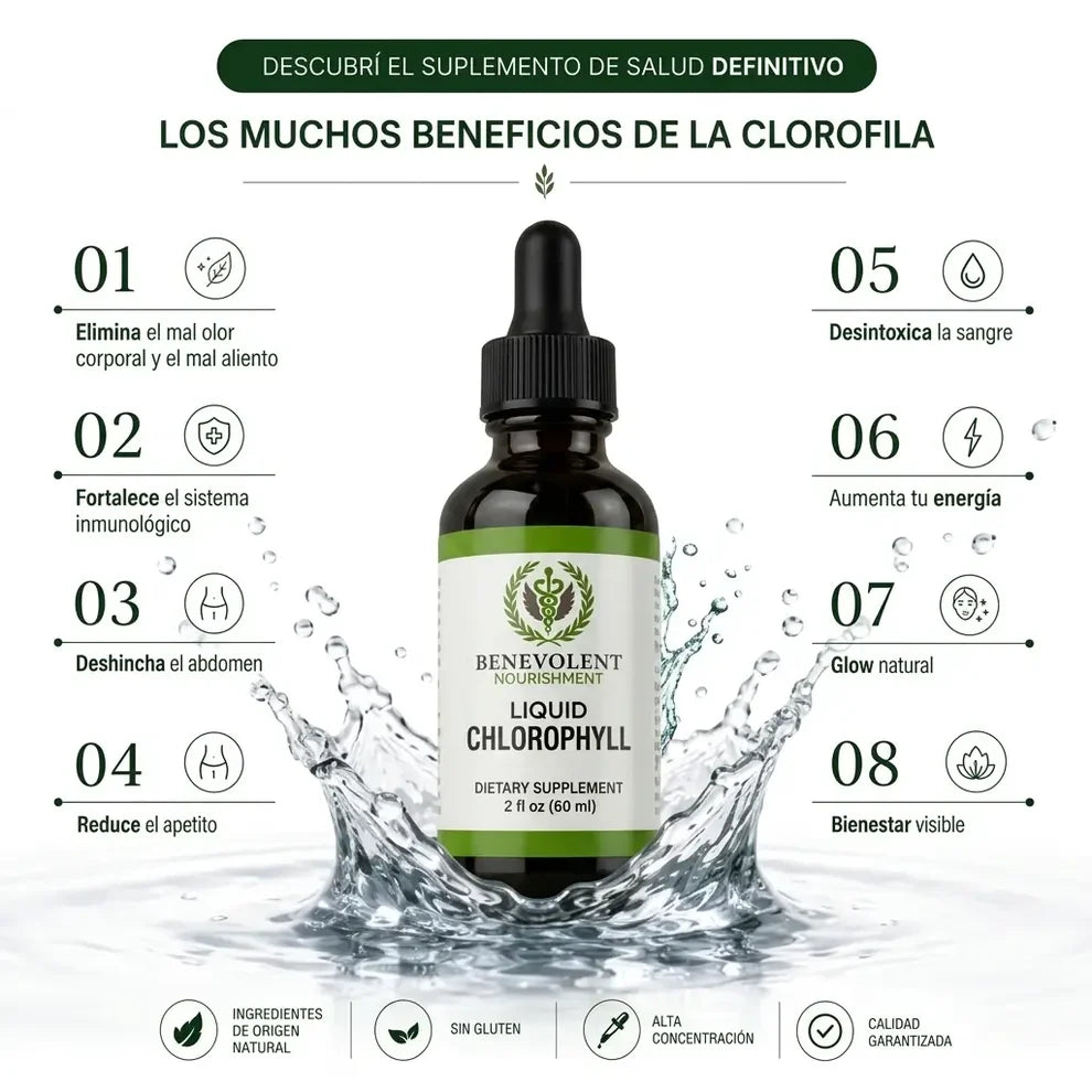 CLOROFILA LÍQUIDA - DESINFLAMA Y ELIMINA MALOS OLORES