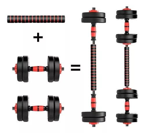 Set Mancuernas Y Barra Unibles 15kg Fitn