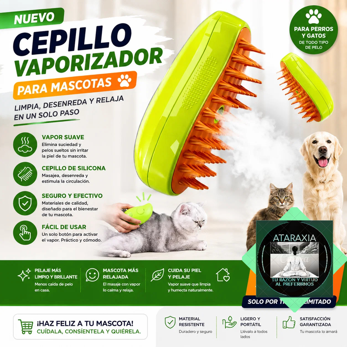 🎁 Cepillo vapor para  mascota