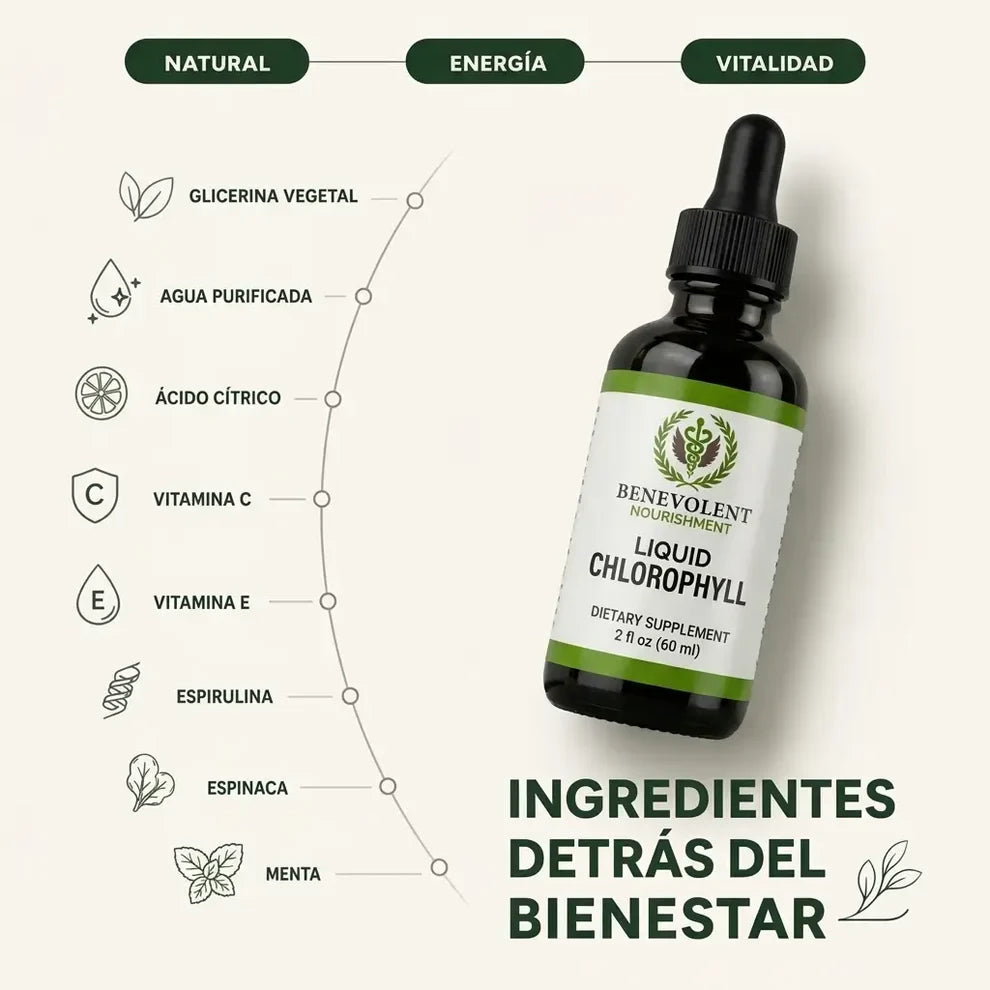 CLOROFILA LÍQUIDA - DESINFLAMA Y ELIMINA MALOS OLORES