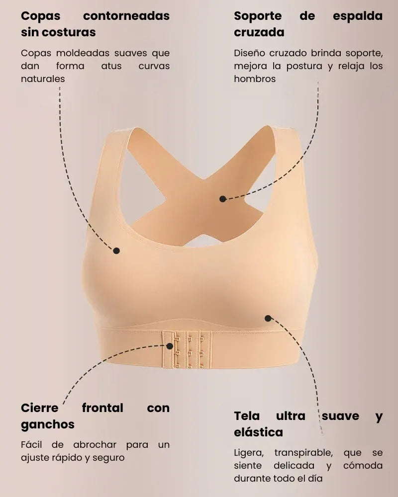 Sujetador de compresión de alto soporte para mujer, para uso diario y ofrece soporte para la espalda, sujetadores para mujer, talla grande, cierre frontal