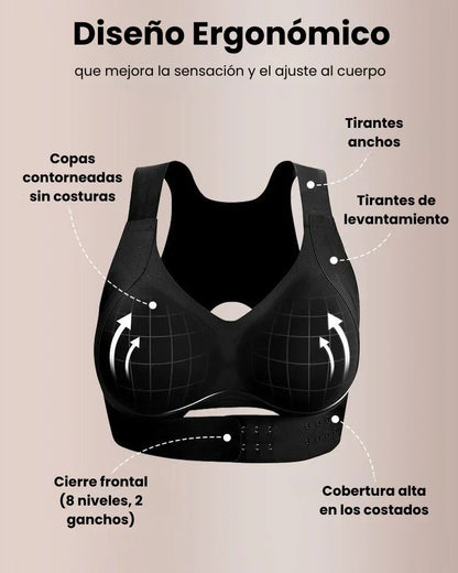 Sujetador de compresión de alto soporte para mujer, para uso diario y ofrece soporte para la espalda, sujetadores para mujer, talla grande, cierre frontal